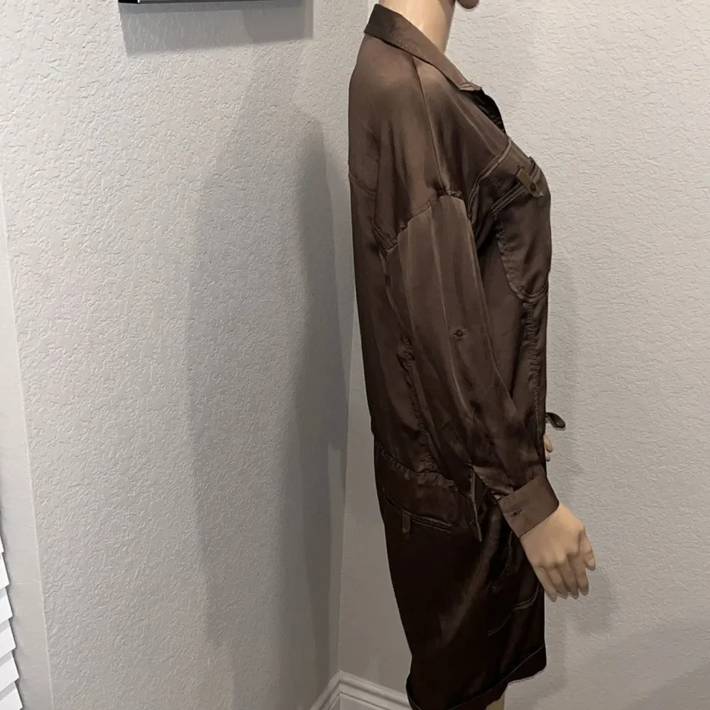 Zara satin romper w/ pockets